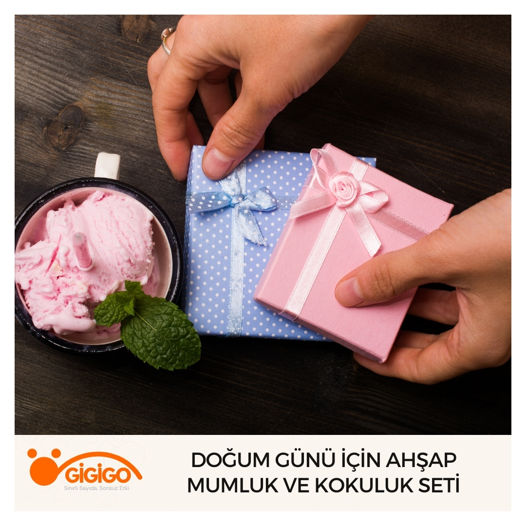 Doğum Günü İçin Ahşap Mumluk Ve Kokuluk Seti