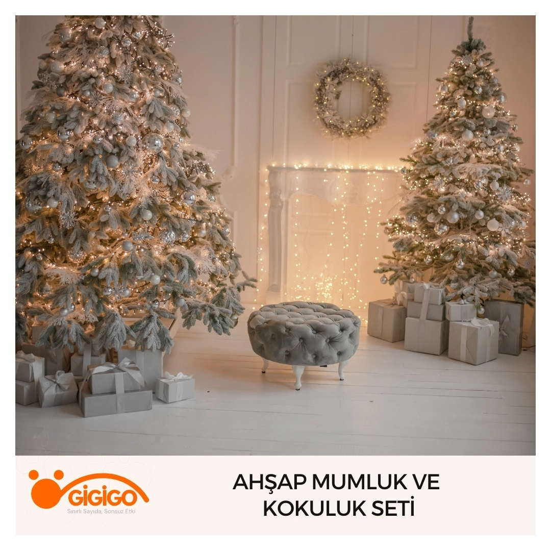 Yılbaşı için ahşap mumluk ve kokuluk seti hediye seçeneği