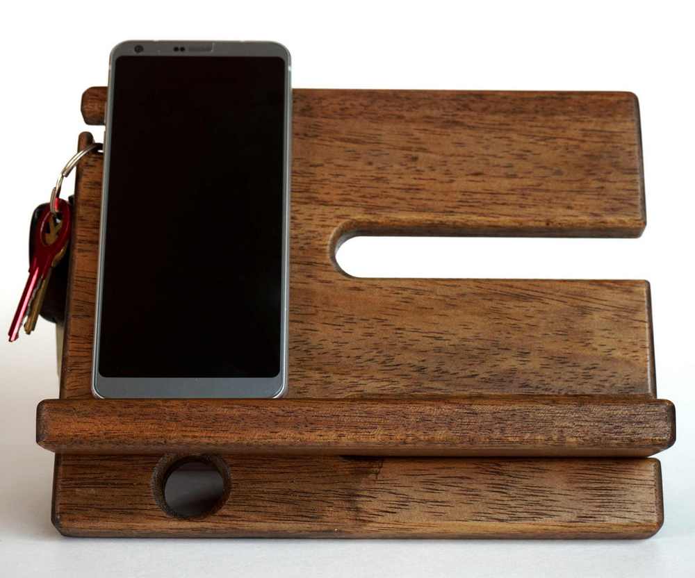 Kişiye Özel - Ahşap Sade Aksesuar ve Cep Telefonu Standı 