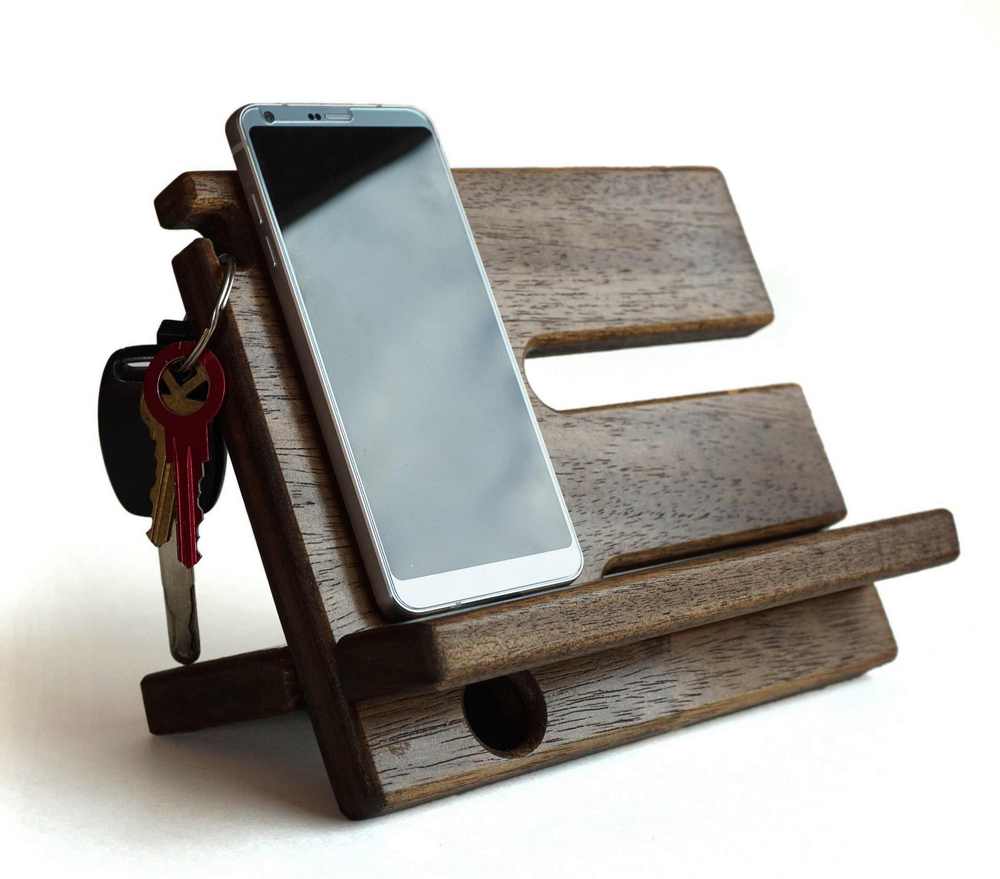 Kişiye Özel - Ahşap Sade Aksesuar ve Cep Telefonu Standı 