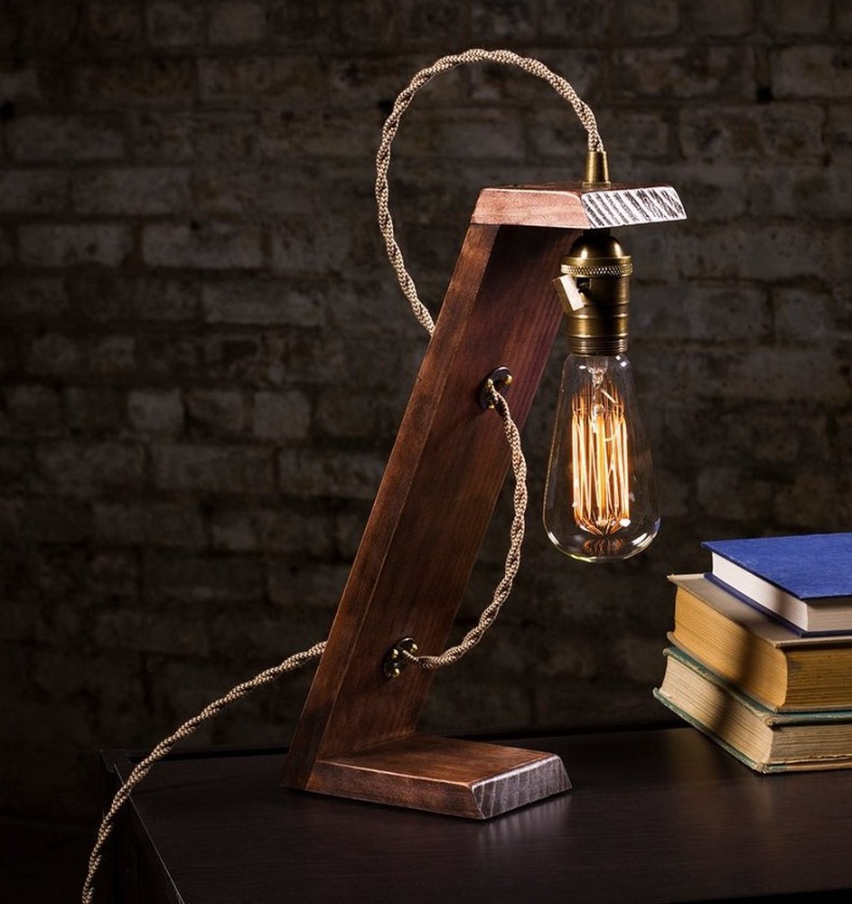 Kişiye Özel - Ahşap Edison Tasarım Masaüstü Lamba