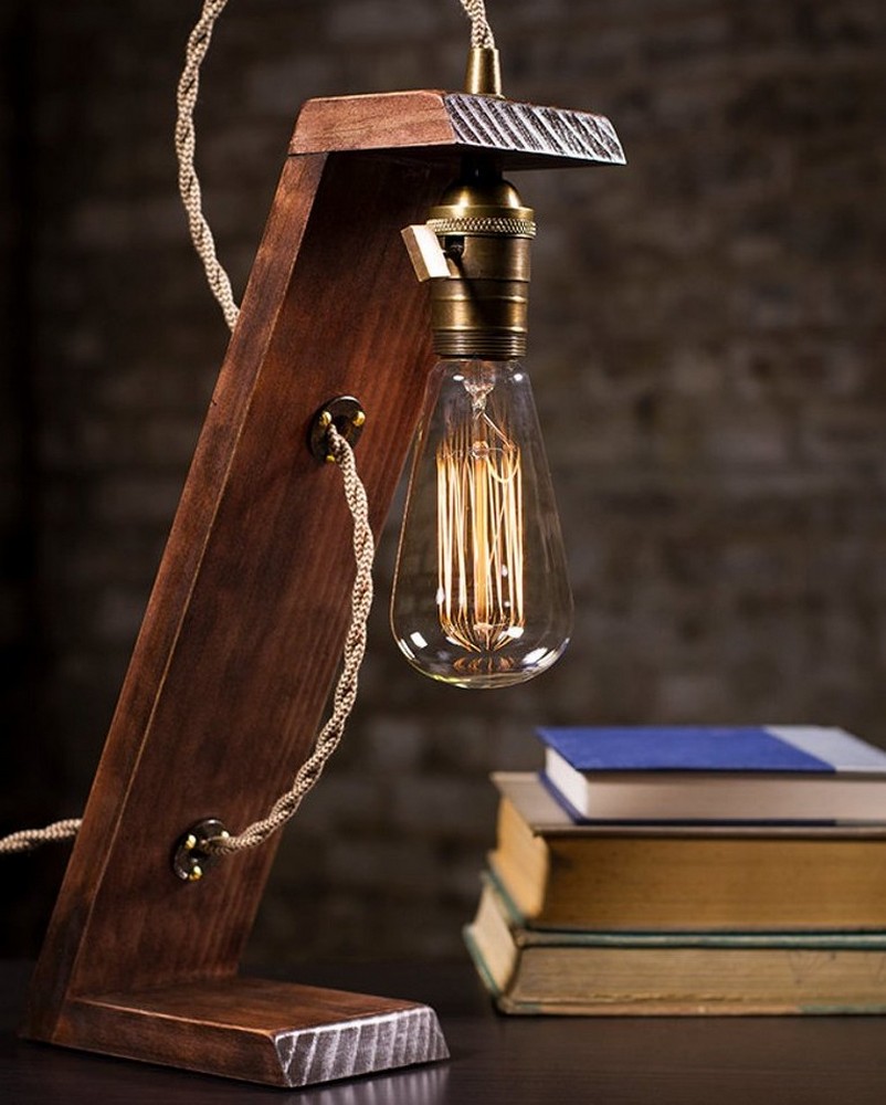 Kişiye Özel - Ahşap Edison Tasarım Masaüstü Lamba