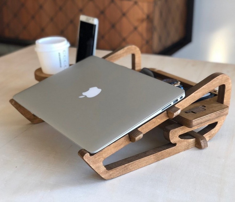 Kişiye Özel - Ahşap Full Tunçkol Design Laptop Sehpası