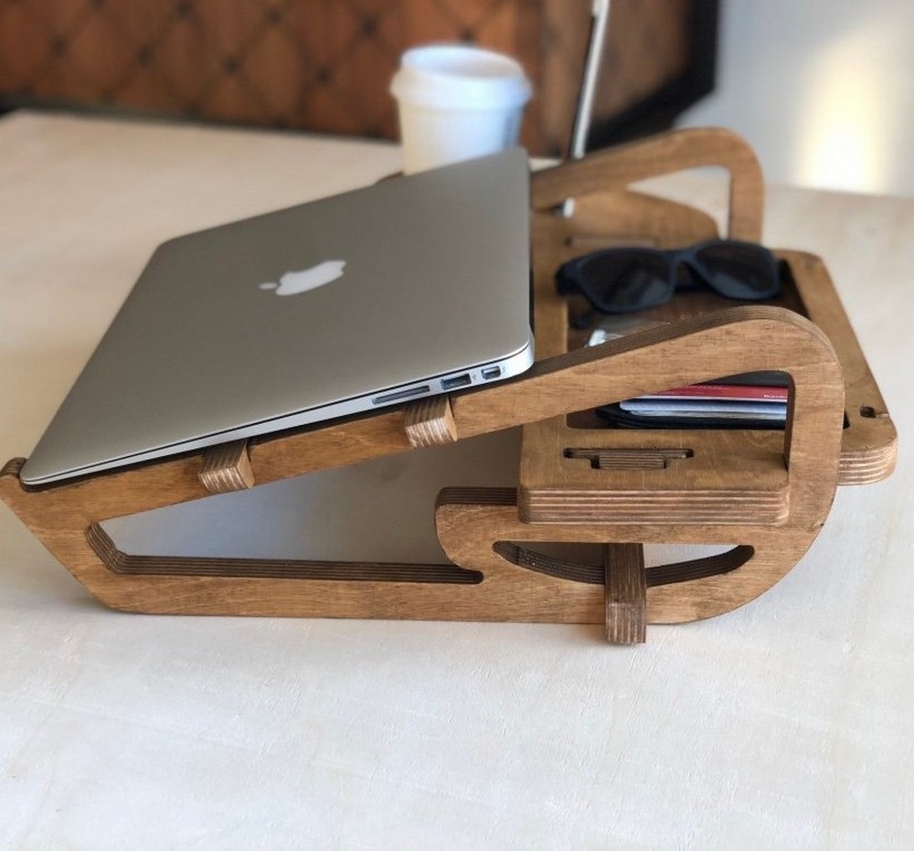 Kişiye Özel - Ahşap Full Tunçkol Design Laptop Sehpası
