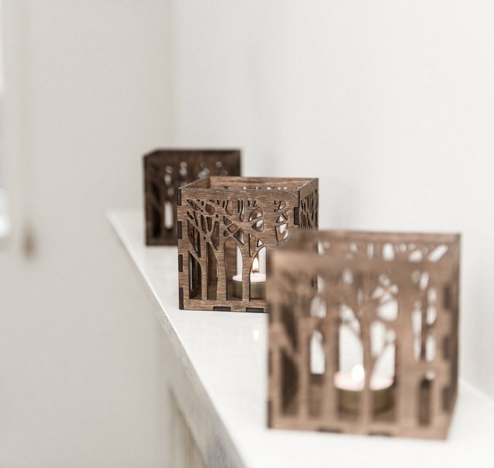 Kişiye Özel - Ahşap Mumluk Hardwood Tasarım