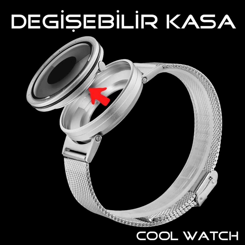 Cool Watch Saat - Rose Kasa - Rose Kordon CooL Galaxy Mix Mavi Pembe Ekran Unisex