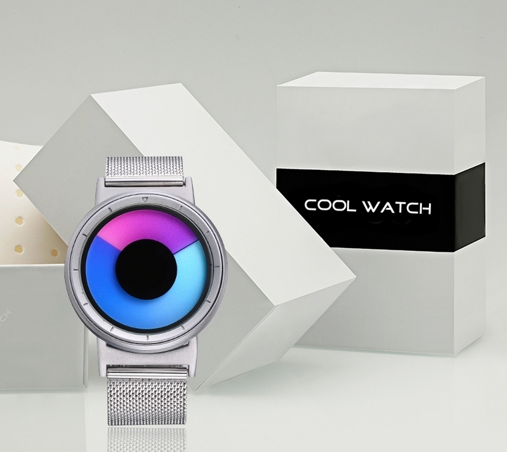 Cool Watch Saat - Silver Kasa - Silver Kordon CooL Galaxy Mix Mavi Pembe Ekran Unisex