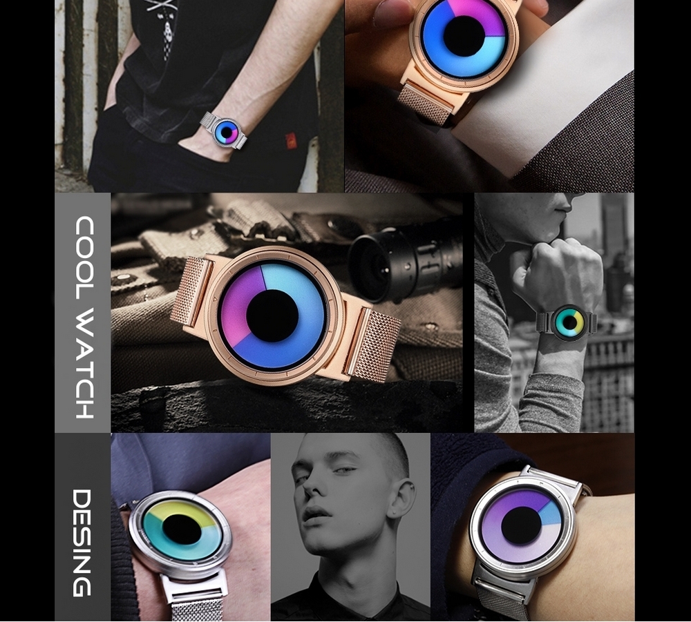 Cool Watch Saat - Silver Kasa - Silver Kordon CooL Galaxy Mix Sarı Yeşil Ekran Unisex