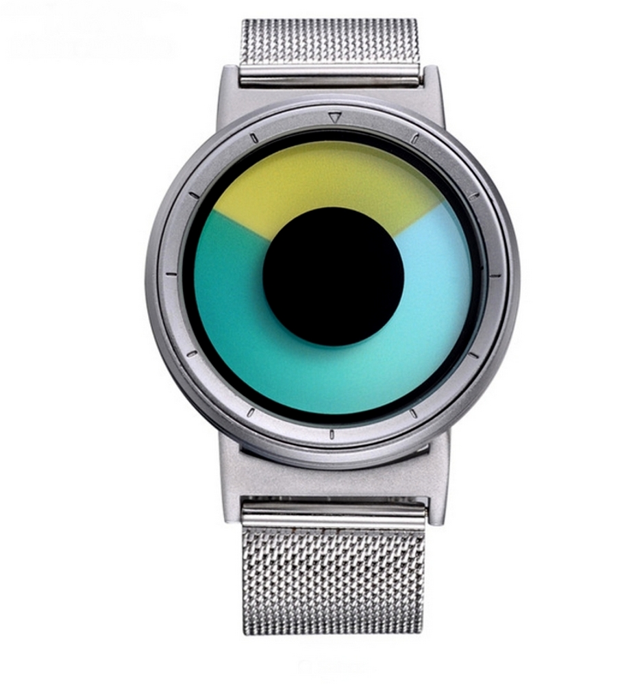 Cool Watch Saat - Silver Kasa - Silver Kordon CooL Galaxy Mix Sarı Yeşil Ekran Unisex