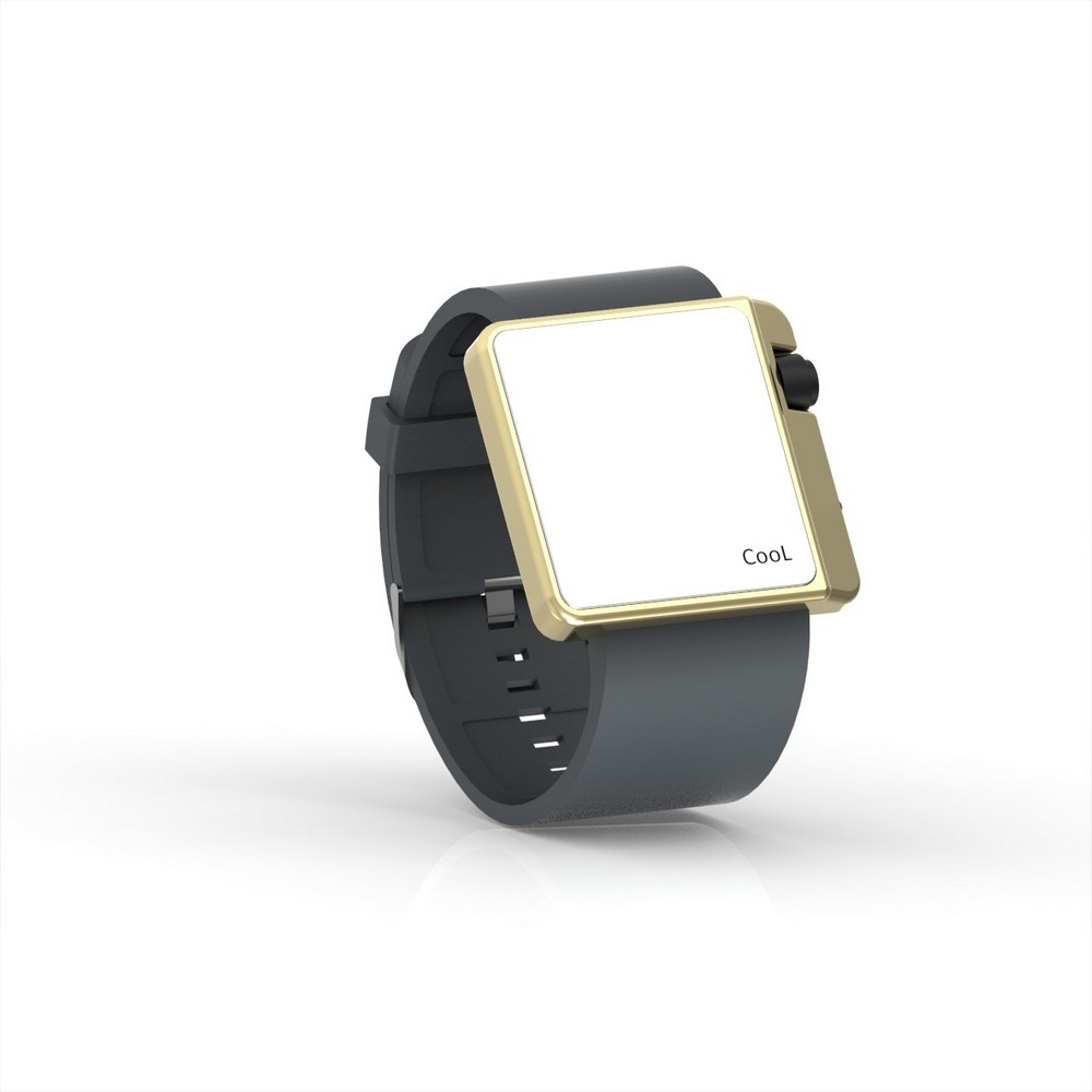 Cool Watch Saat - Gold Shiny Led Edition - Gri Kayış Unisex