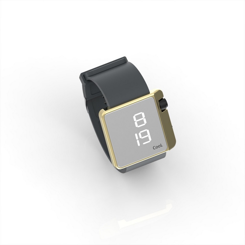 Cool Watch Saat - Gold Shiny Led Edition - Gri Kayış Unisex