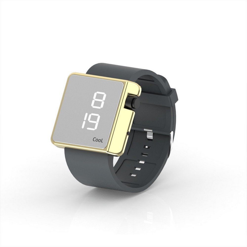 Cool Watch Saat - Gold Shiny Led Edition - Gri Kayış Unisex
