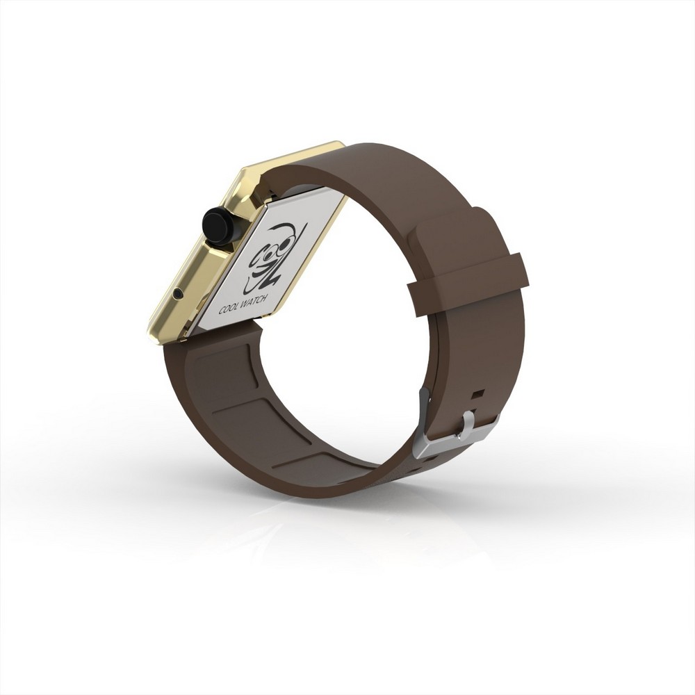 Cool Watch Saat - Gold Shiny Led Edition - Kahverengi Kayış Unisex