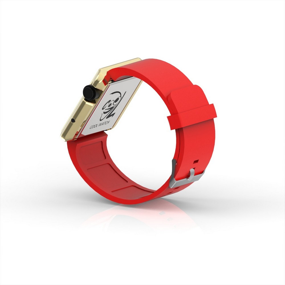 Cool Watch Saat - Gold Shiny Led Edition - Kırmızı Kayış Unisex