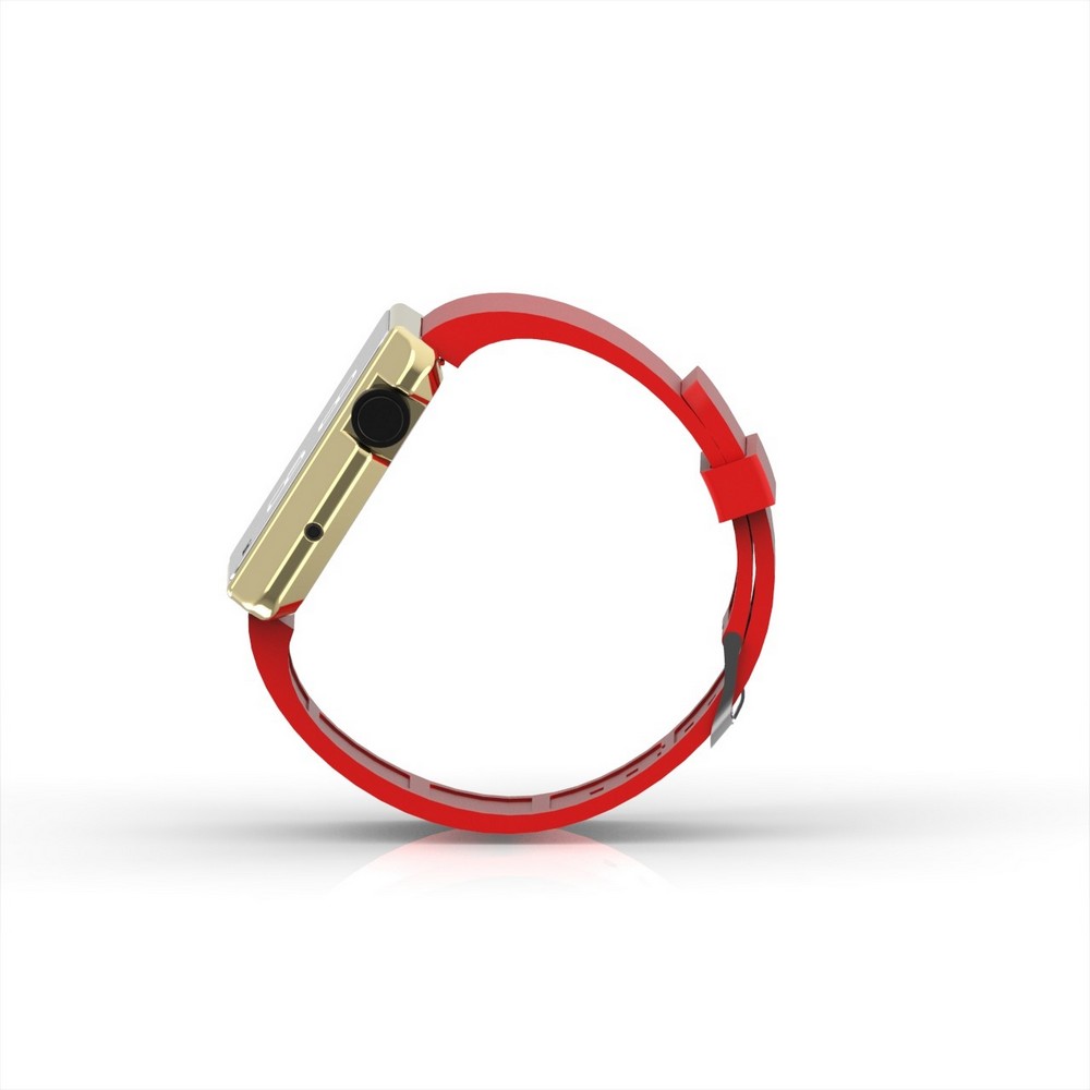 Cool Watch Saat - Gold Shiny Led Edition - Kırmızı Kayış Unisex