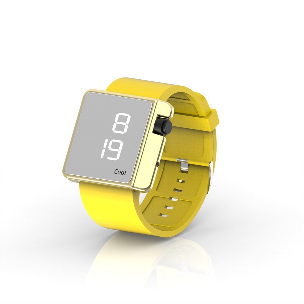 Cool Watch Saat - Gold Shiny Led Edition - Sarı Kayış Unisex