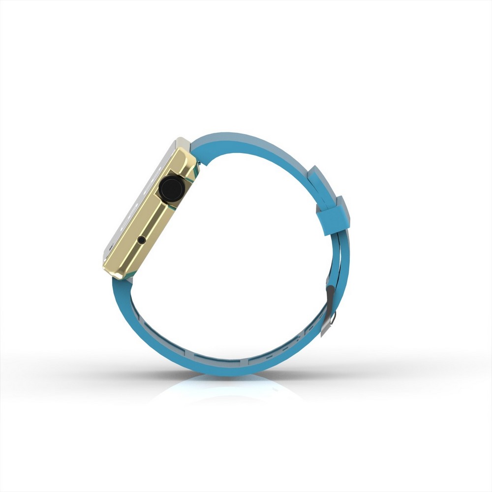 Cool Watch Saat - Gold Shiny Led Edition - Turkuaz Kayış Unisex