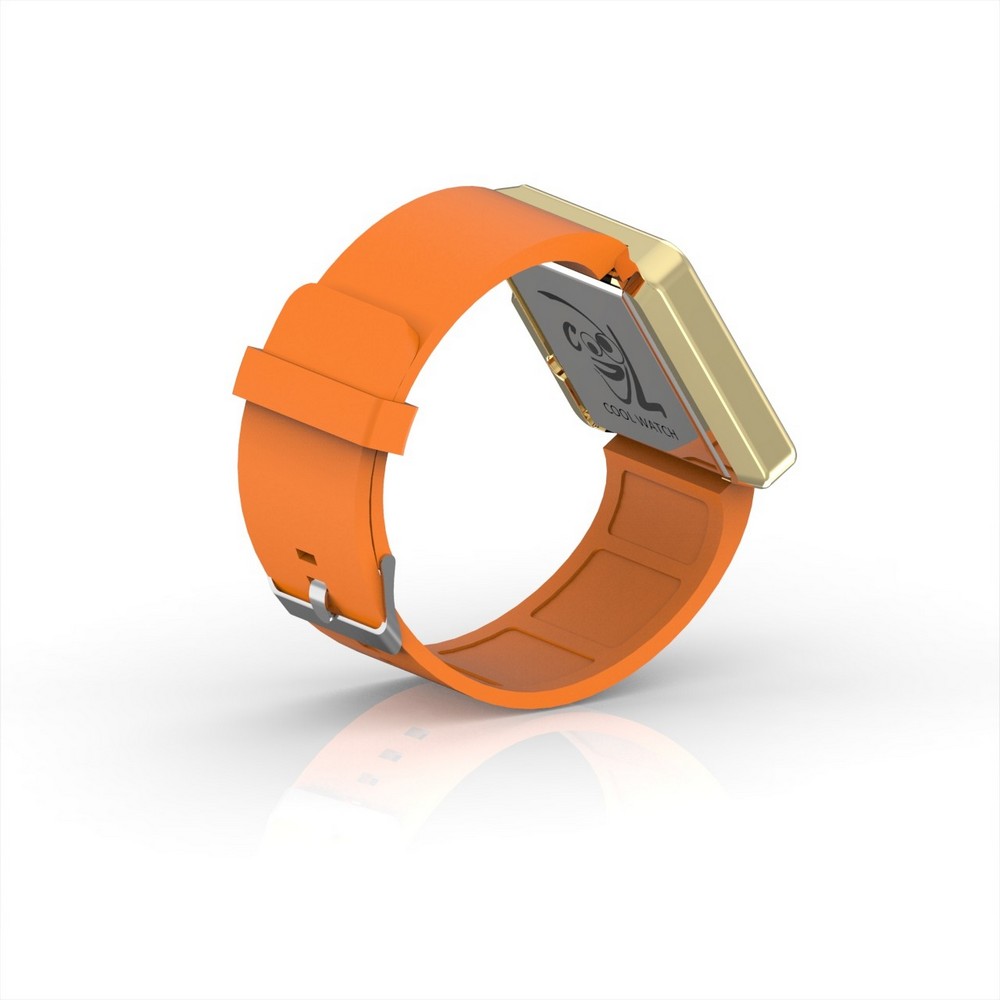 Cool Watch Saat - Gold Shiny Led Edition - Turuncu Kayış Unisex
