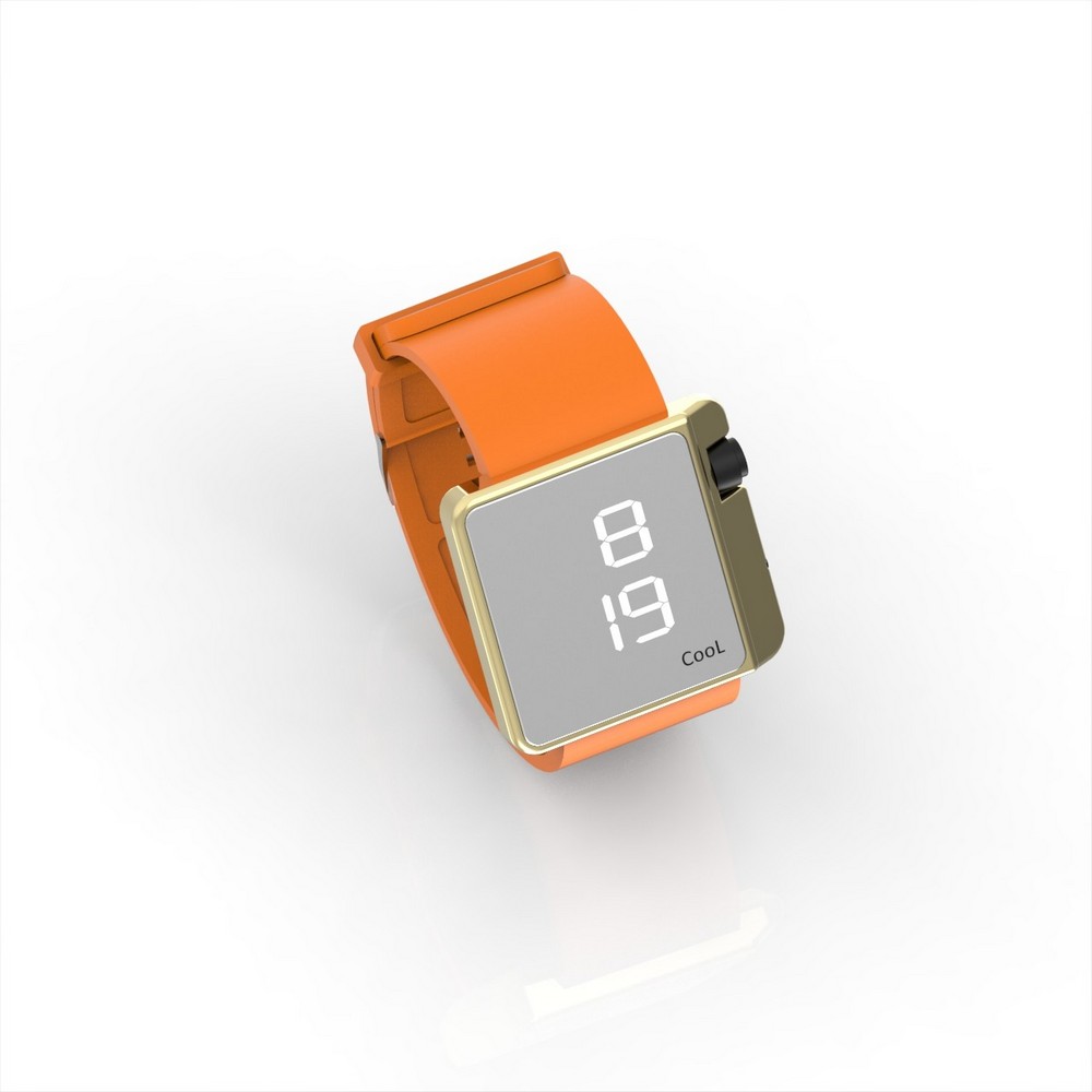Cool Watch Saat - Gold Shiny Led Edition - Turuncu Kayış Unisex