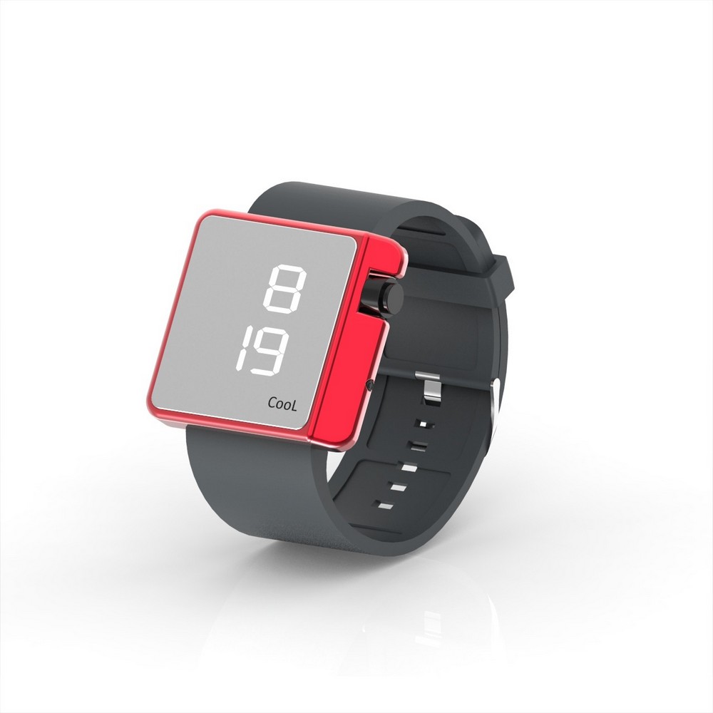 Cool Watch Saat - Kırmızı Edition - Gri Kayış Unisex