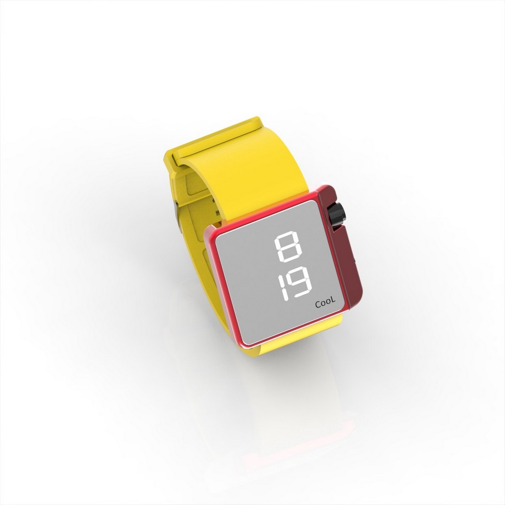 Cool Watch Saat - Kırmızı Edition - Sarı Kayış Unisex