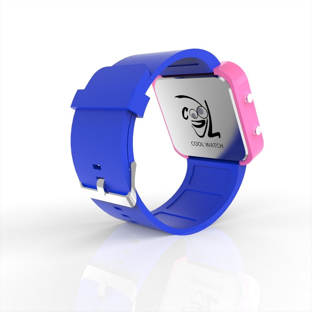 Cool Watch Saat - Pembe Led Kasa - Mavi Kayış Unisex