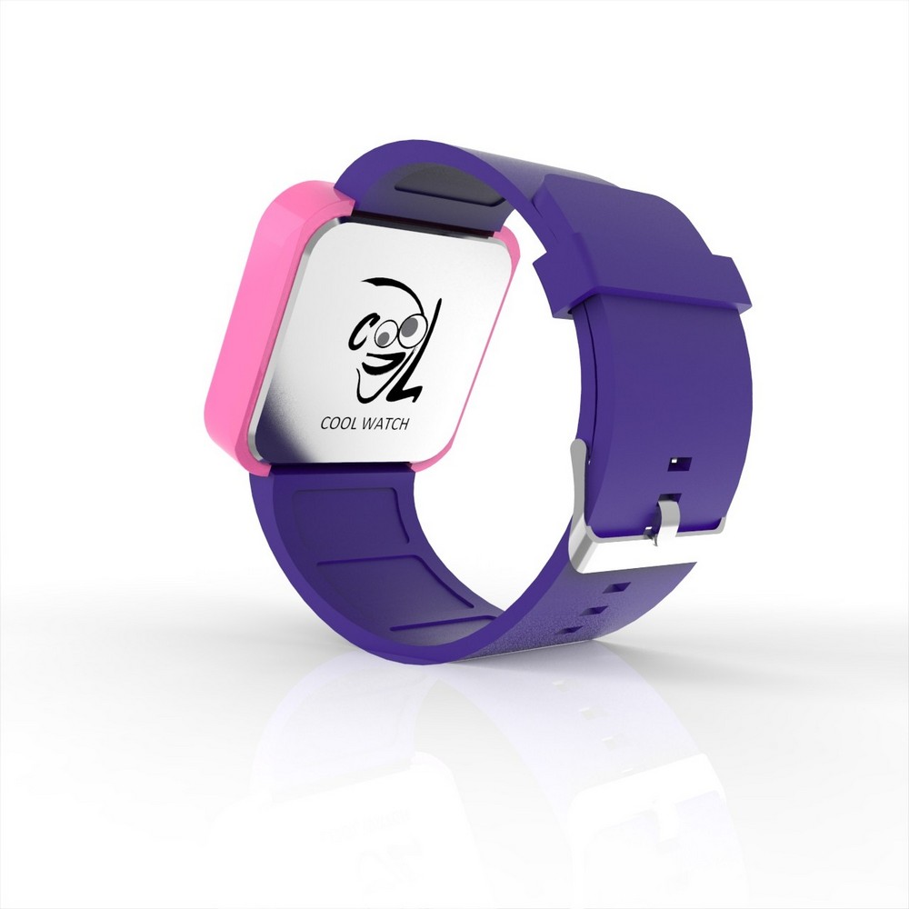 Cool Watch Saat - Pembe Led Kasa - Mor Kayış Unisex