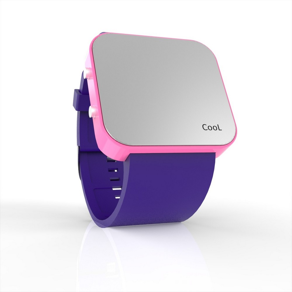 Cool Watch Saat - Pembe Led Kasa - Mor Kayış Unisex