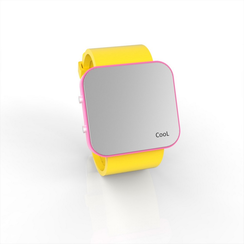 Cool Watch Saat - Pembe Led Kasa - Sarı Kayış Unisex