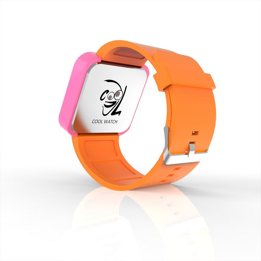Cool Watch Saat - Pembe Led Kasa - Turuncu Kayış Unisex