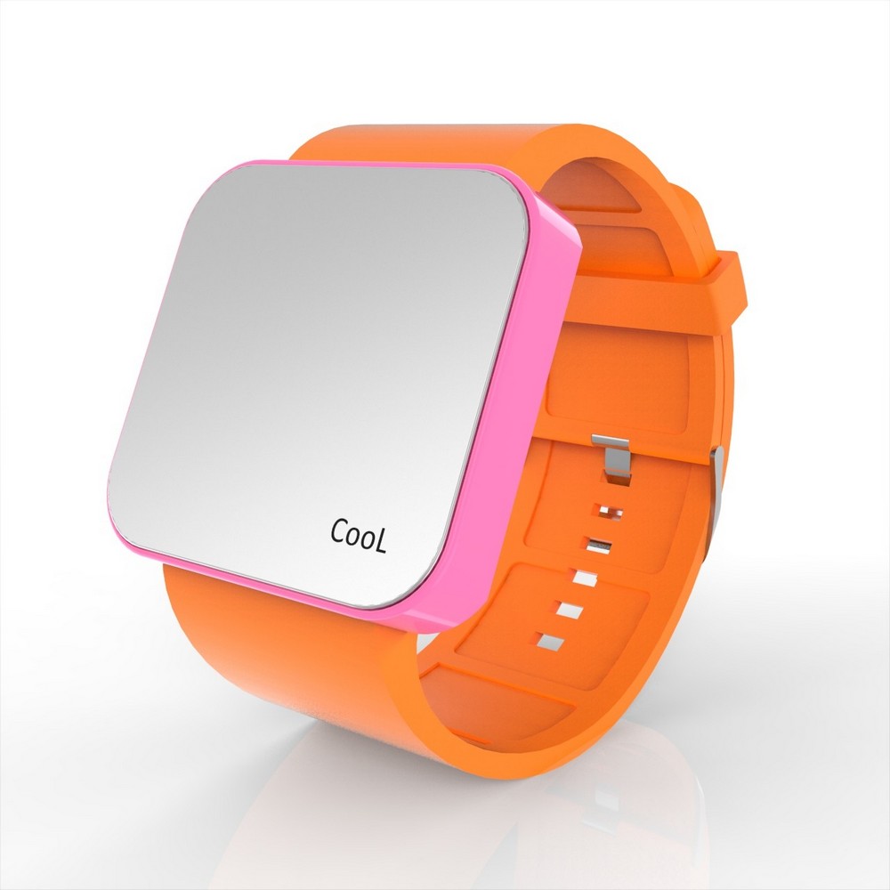 Cool Watch Saat - Pembe Led Kasa - Turuncu Kayış Unisex