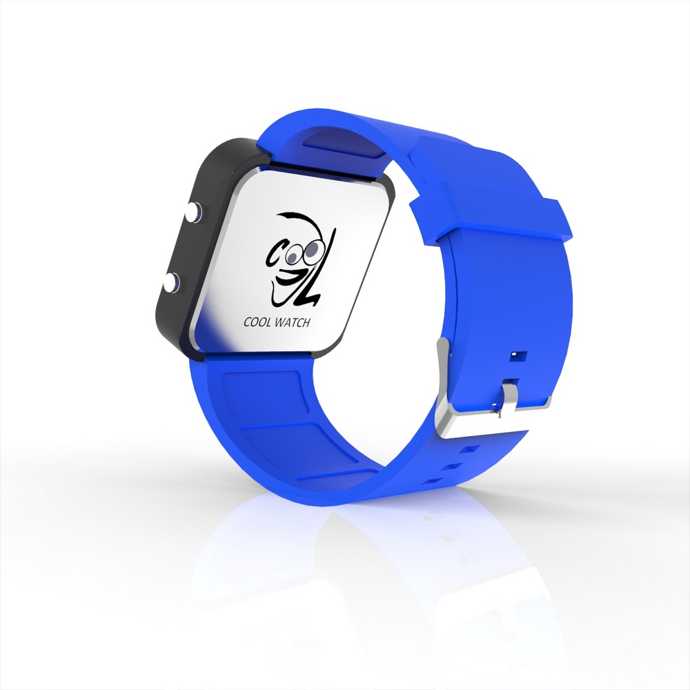Cool Watch Saat - Siyah Led Kasa - Mavi Kayış Unisex