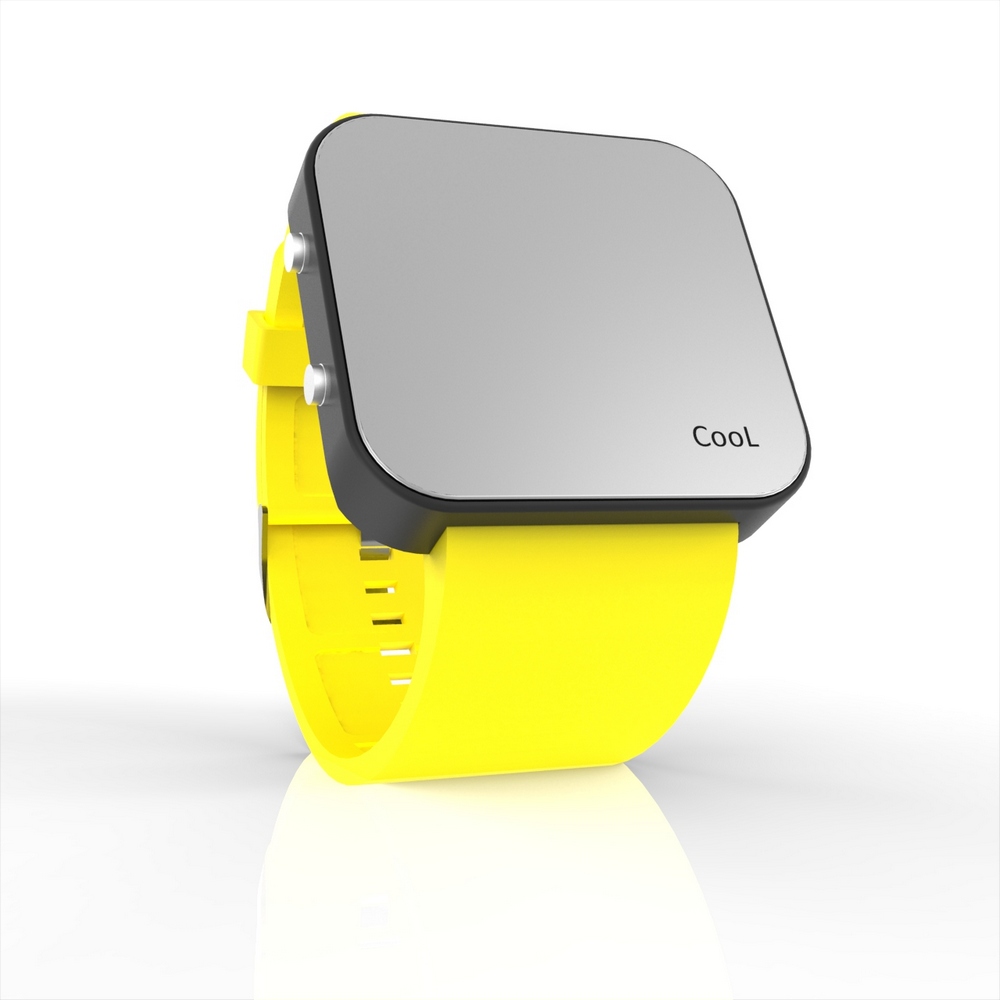 Cool Watch Saat - Siyah Led Kasa - Sarı Kayış Unisex