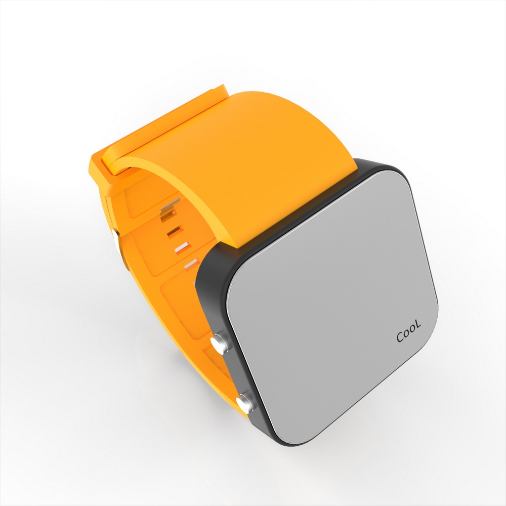 Cool Watch Saat - Siyah Led Kasa - Turuncu Kayış Unisex
