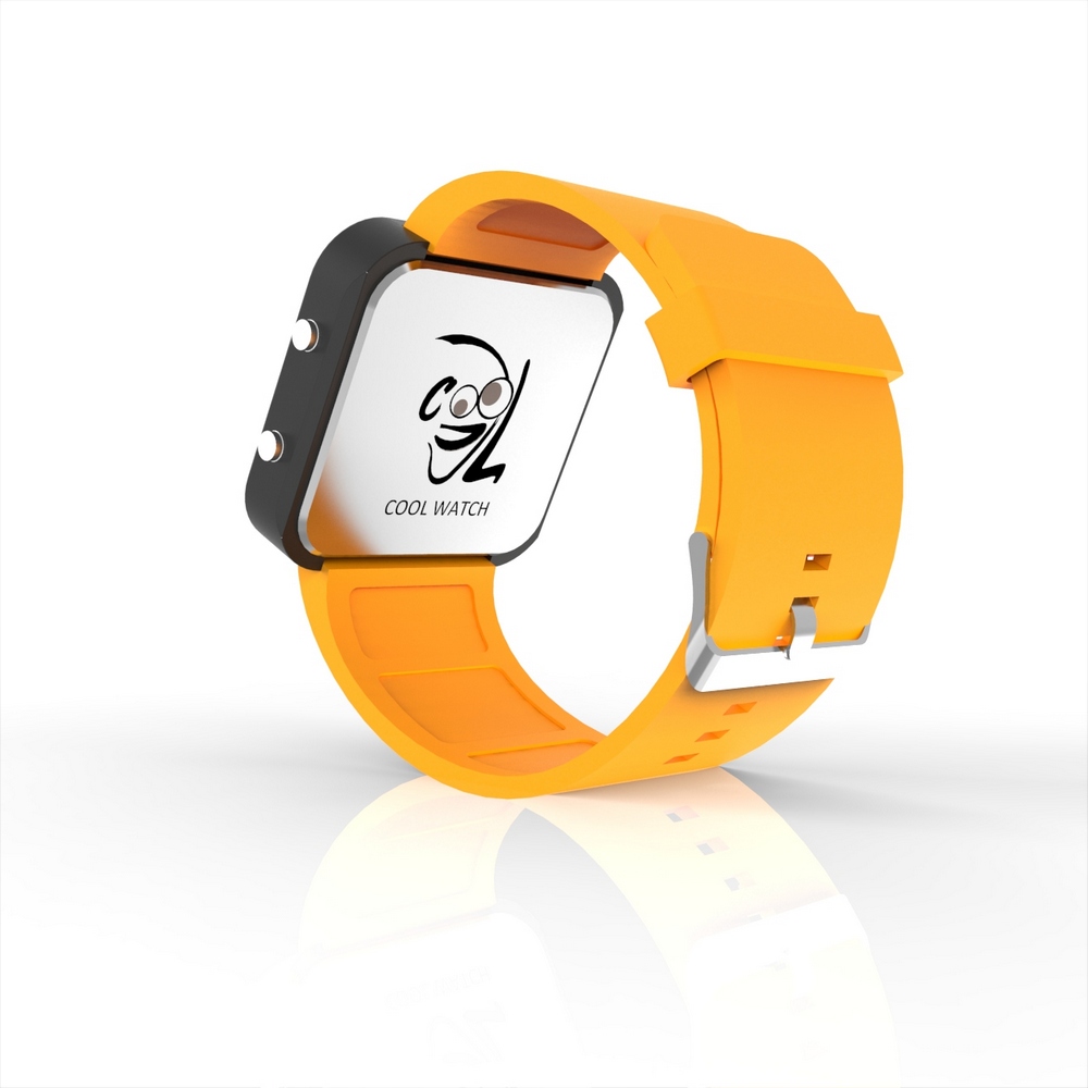 Cool Watch Saat - Siyah Led Kasa - Turuncu Kayış Unisex