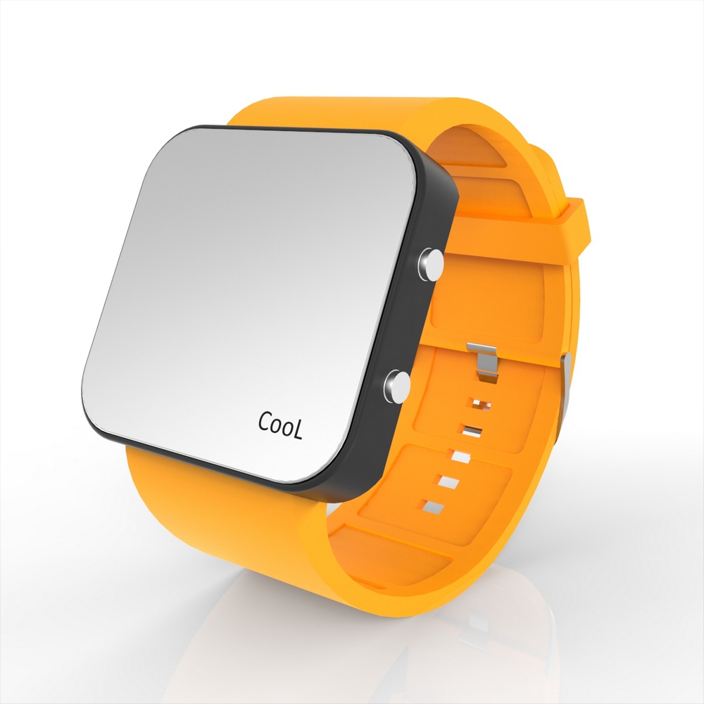 Cool Watch Saat - Siyah Led Kasa - Turuncu Kayış Unisex