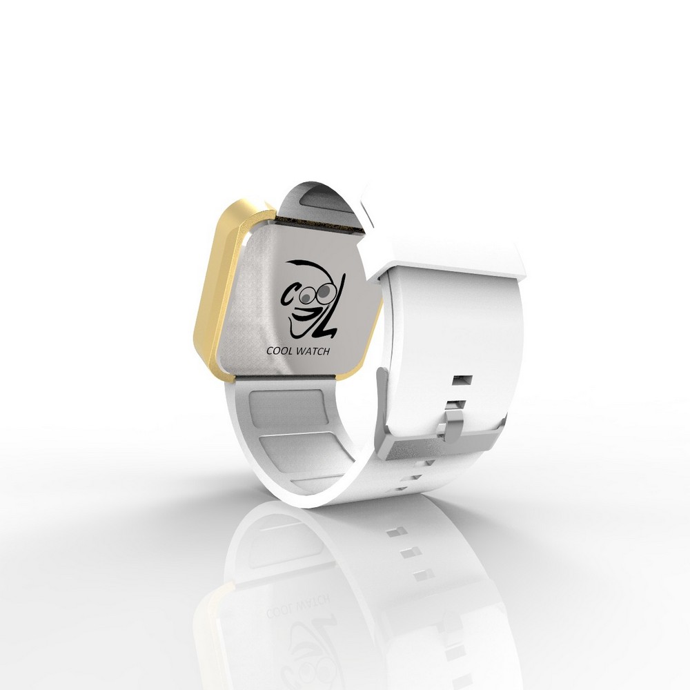 Cool Watch Saat - Gold Mat Dokunmatik Kasa - Beyaz Kayış Unisex