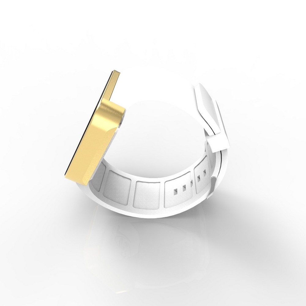 Cool Watch Saat - Gold Mat Dokunmatik Kasa - Beyaz Kayış Unisex