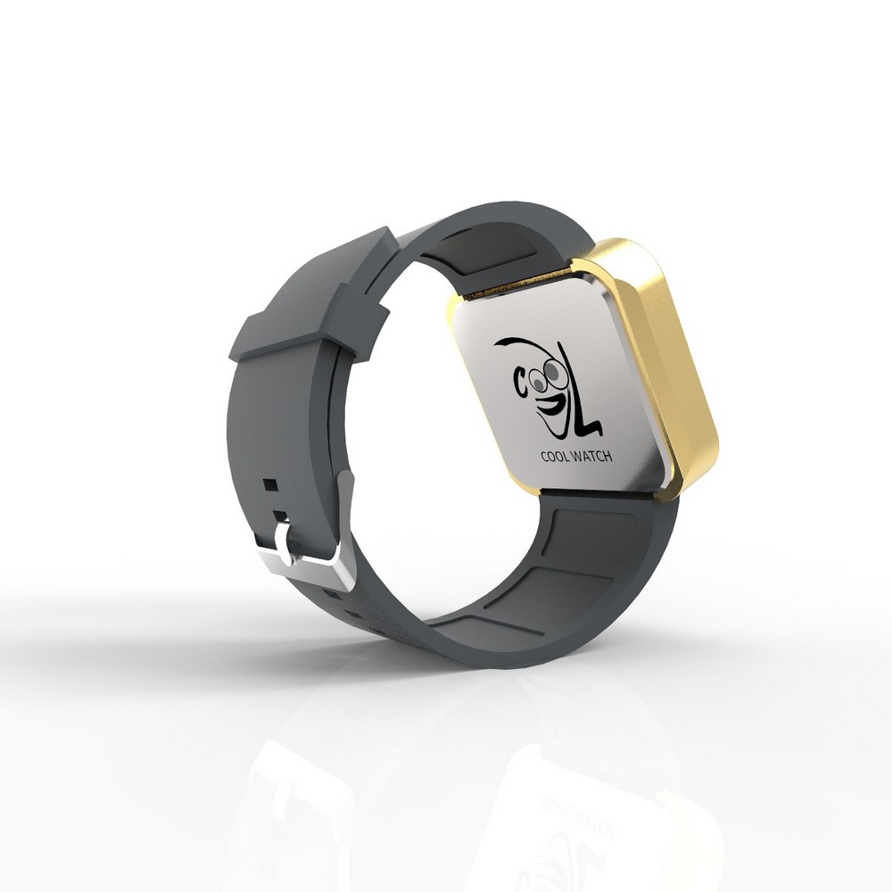 Cool Watch Saat - Gold Mat Dokunmatik Kasa - Gri Kayış Unisex