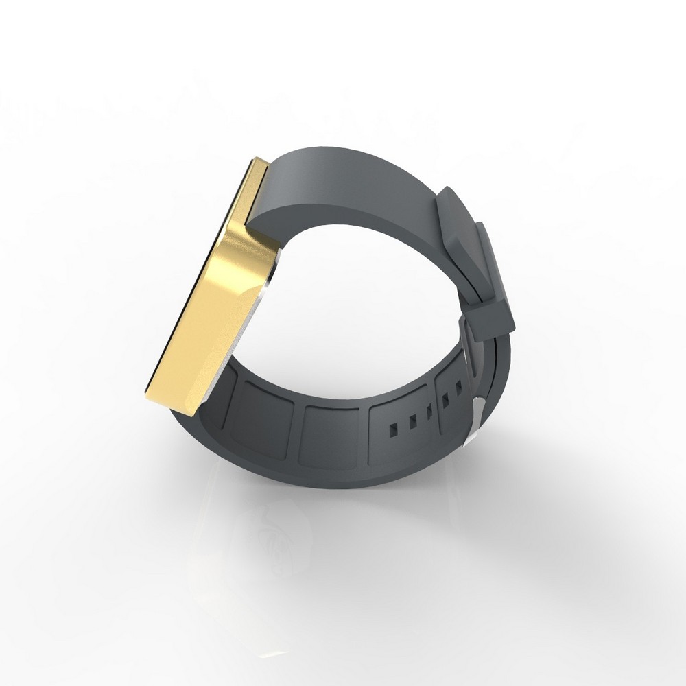 Cool Watch Saat - Gold Mat Dokunmatik Kasa - Gri Kayış Unisex
