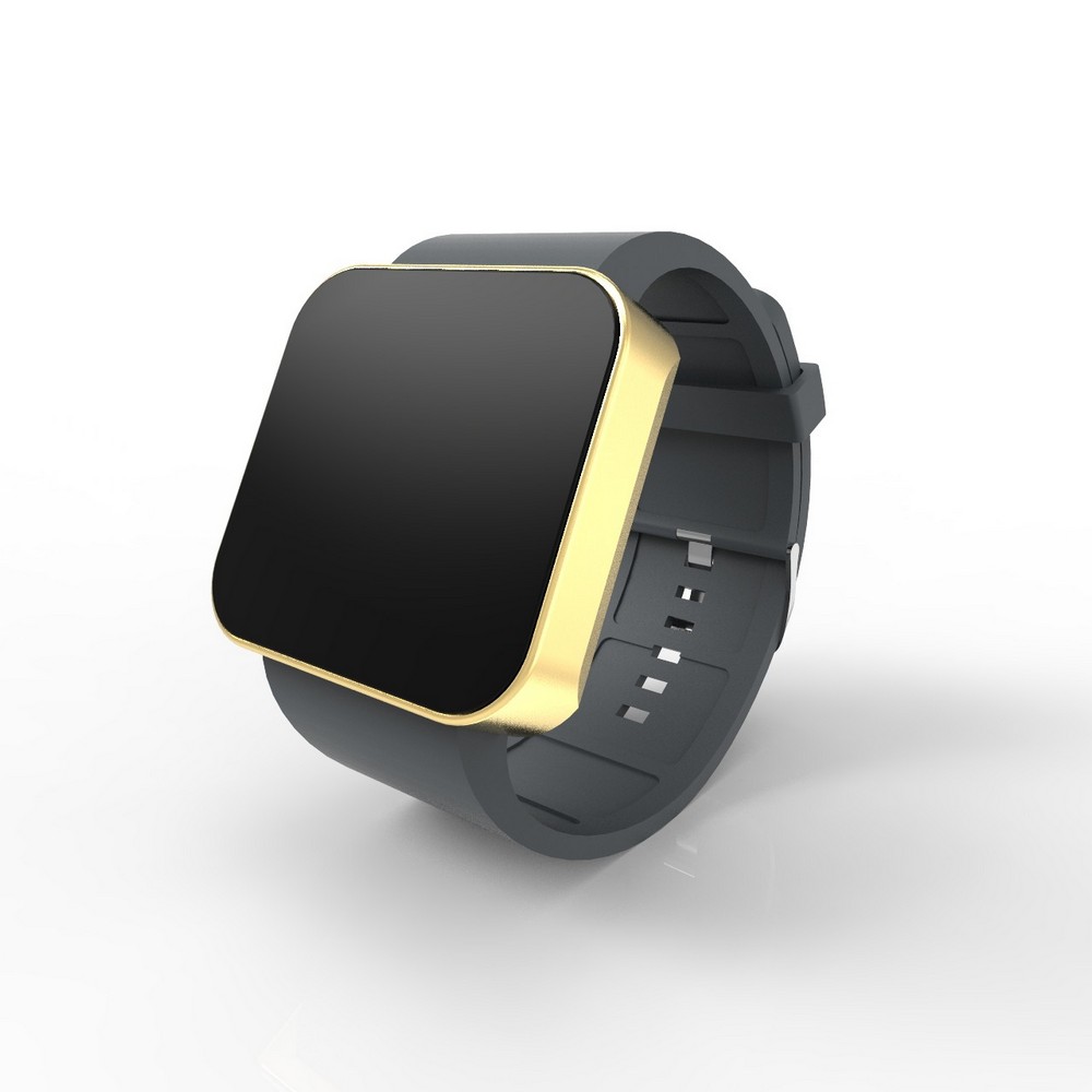 Cool Watch Saat - Gold Mat Dokunmatik Kasa - Gri Kayış Unisex