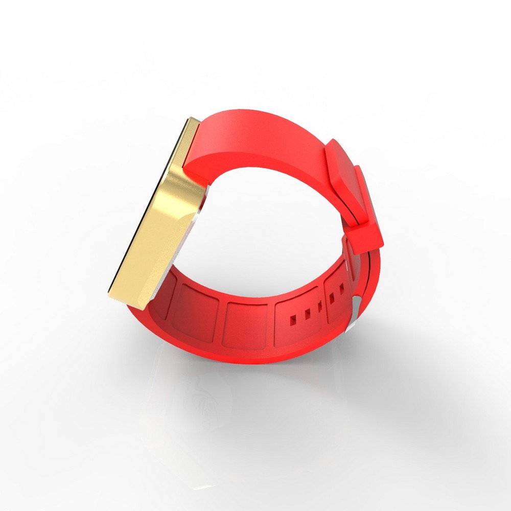 Cool Watch Saat - Gold Mat Dokunmatik Kasa - Kırmızı Kayış Unisex