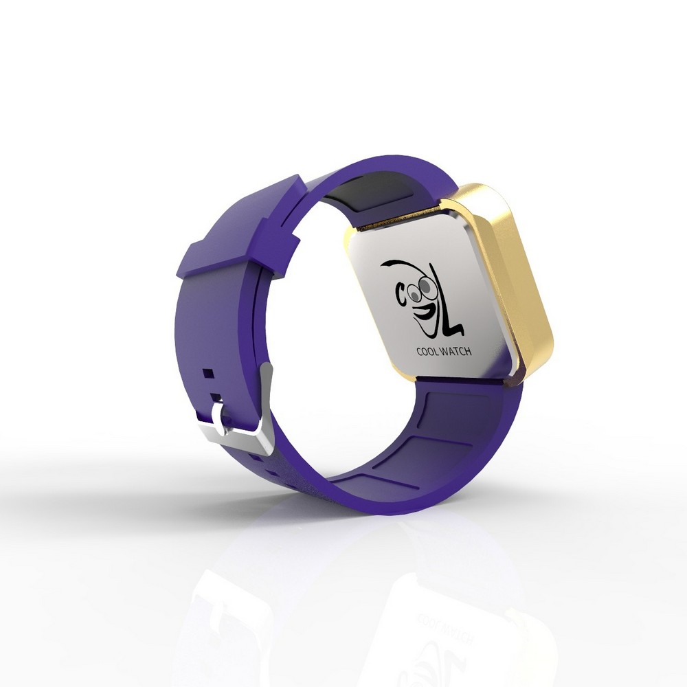 Cool Watch Saat - Gold Mat Dokunmatik Kasa - Mor Kayış Unisex