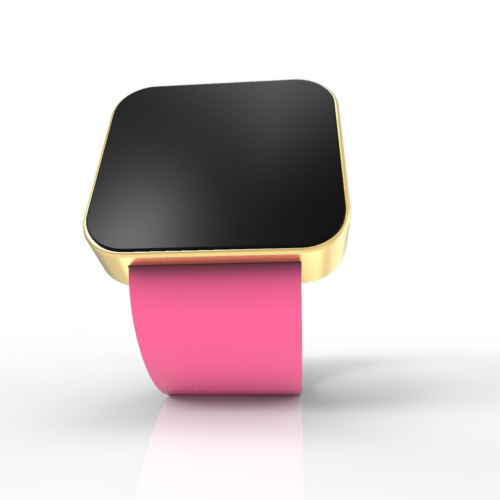 Cool Watch Saat - Gold Mat Dokunmatik Kasa - Pembe Kayış Unisex