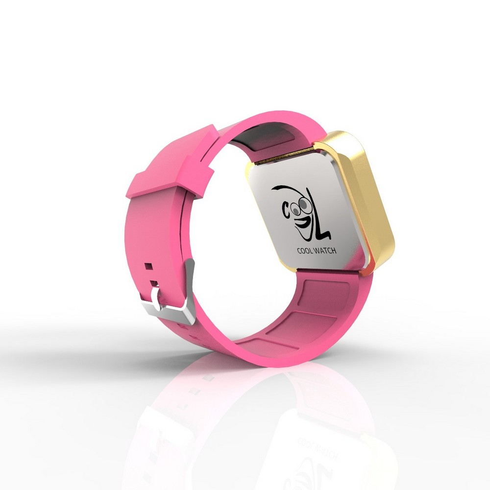 Cool Watch Saat - Gold Mat Dokunmatik Kasa - Pembe Kayış Unisex
