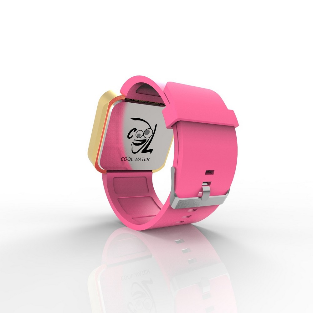 Cool Watch Saat - Gold Mat Dokunmatik Kasa - Pembe Kayış Unisex