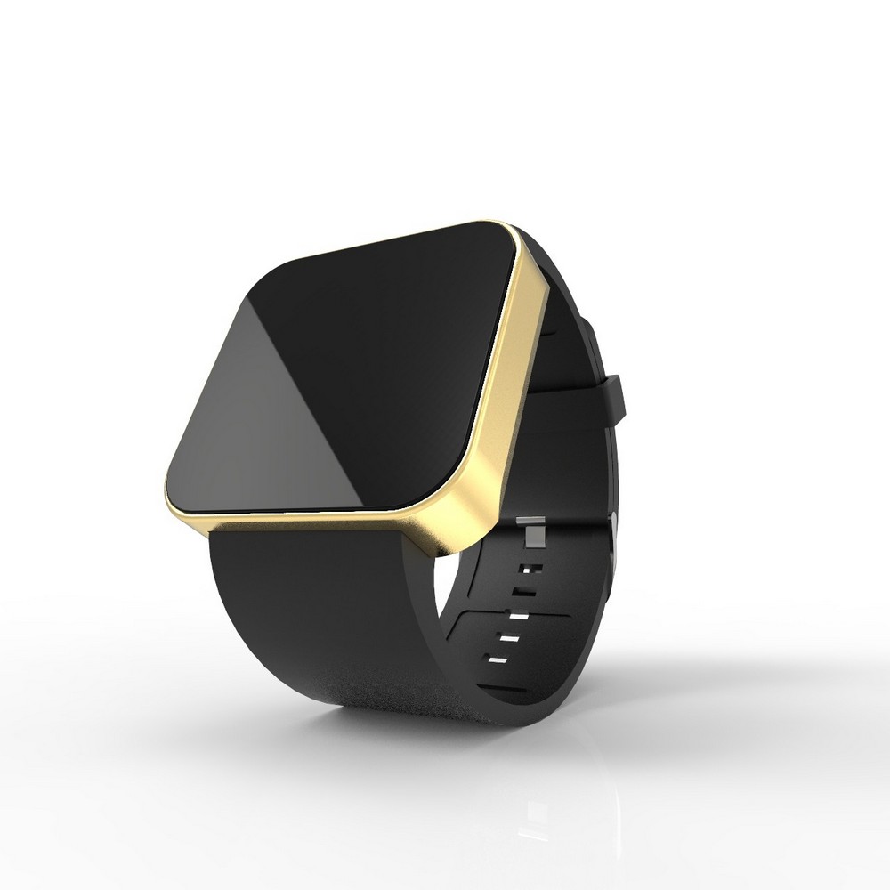 Cool Watch Saat - Gold Mat Dokunmatik Kasa - Siyah Kayış Unisex