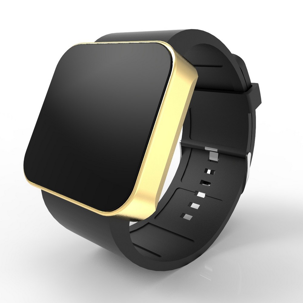 Cool Watch Saat - Gold Mat Dokunmatik Kasa - Siyah Kayış Unisex