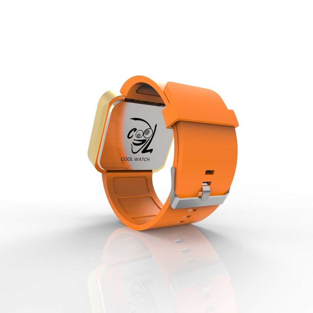 Cool Watch Saat - Gold Mat Dokunmatik Kasa - Turuncu Kayış Unisex