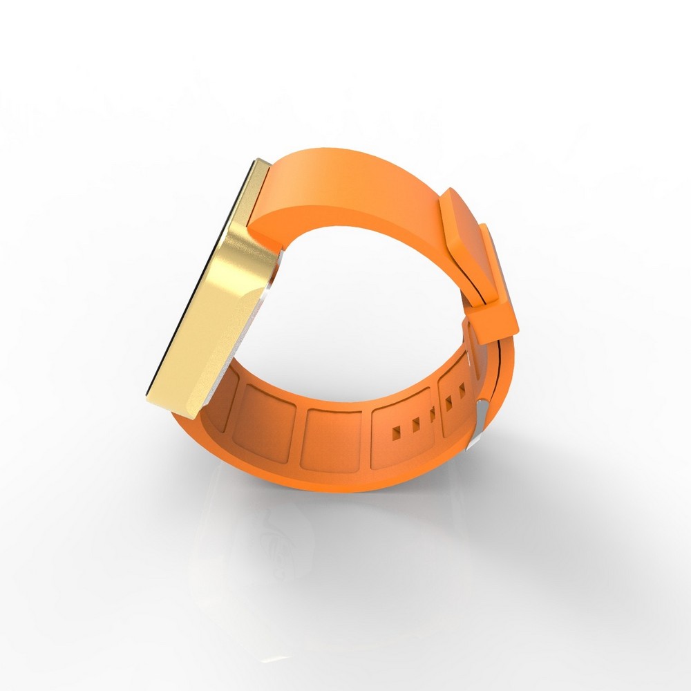 Cool Watch Saat - Gold Mat Dokunmatik Kasa - Turuncu Kayış Unisex